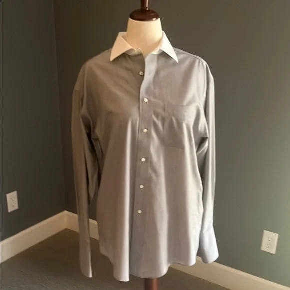 grey french cuff dress shirt Men's Olive Textured French Cuff Dress Shirt Set 15 33/34 / Olive